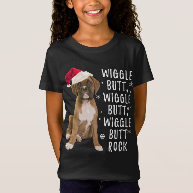 Camiseta Navidades del perro Boxer - Roca de la sacudida (Anverso)