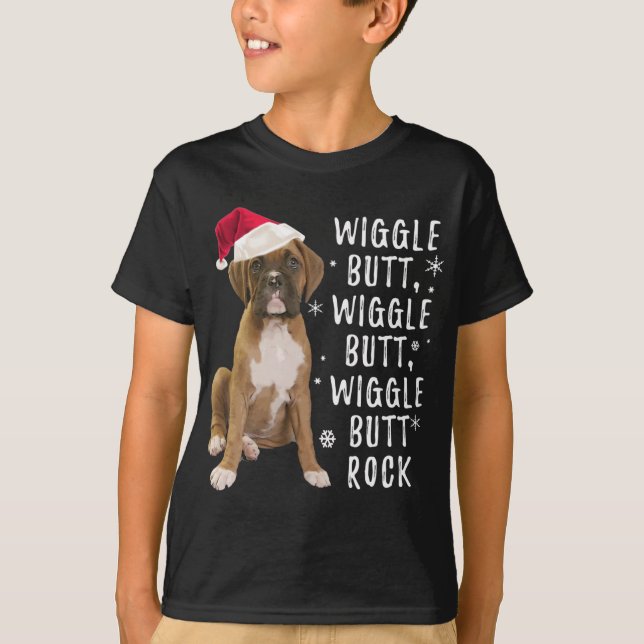 Camiseta Navidades del perro Boxer - Roca de la sacudida (Anverso)