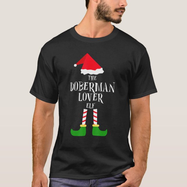 Camiseta Navidades del Perro Doberman  del Elfo Pajama Fami (Anverso)