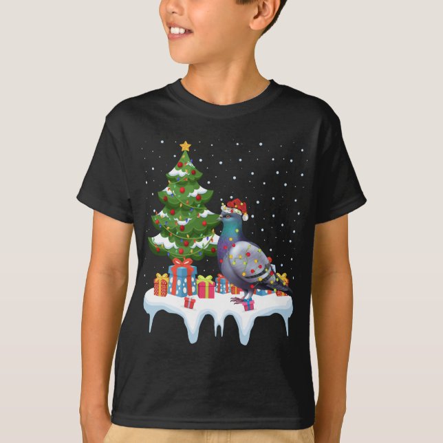 Camiseta Navidades del pichón del árbol de alumbrado de Nav (Anverso)