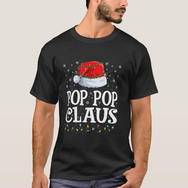 Camiseta Navidades del Pop Pop Claus iluminan Mamáes famili (Anverso)