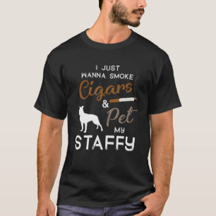 Camiseta Navidades del propietario del Staffy Dog Cigar Lov
