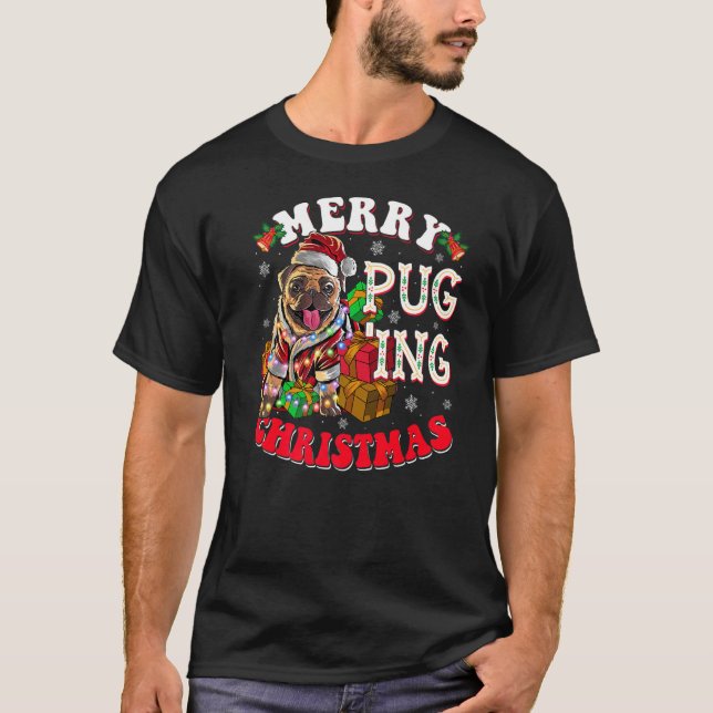 Camiseta Navidades del pugeo de moras Perro Santa Pug Navid (Anverso)