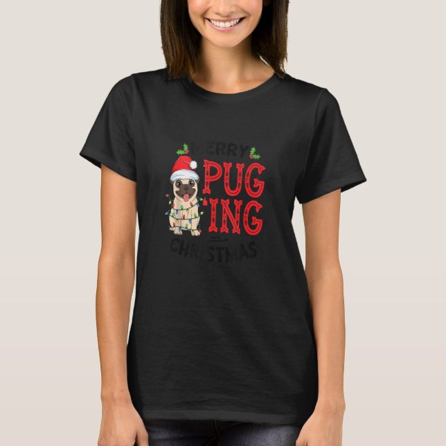 Camiseta Navidades del pugeo de moras Perro Santa Pug Navid (Anverso)
