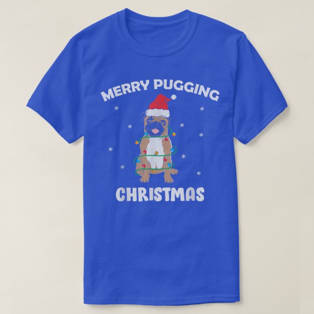 Camiseta Navidades del pugging de los merry, cómico perro P (Diseño del anverso)