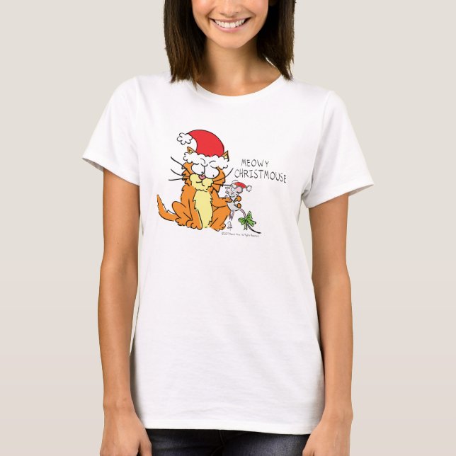 Camiseta Navidades del ratón del gato Divertido Personaliza (Anverso)