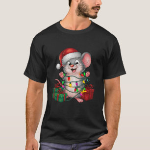 Camiseta Navidades del ratón Santa Hat con iluminación navi