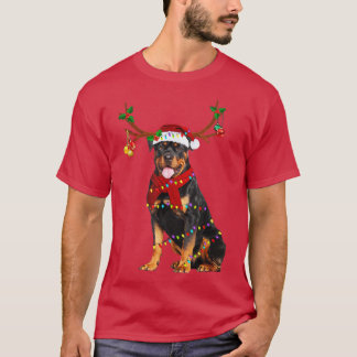 Camiseta Navidades del Rottweiler Dog Reindeer Santa Hat