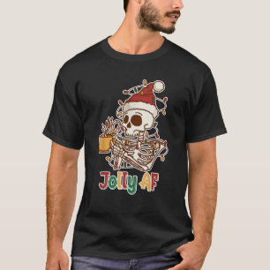 Camiseta Navidades del Skeleton de Jolly AF Café Funny Holi