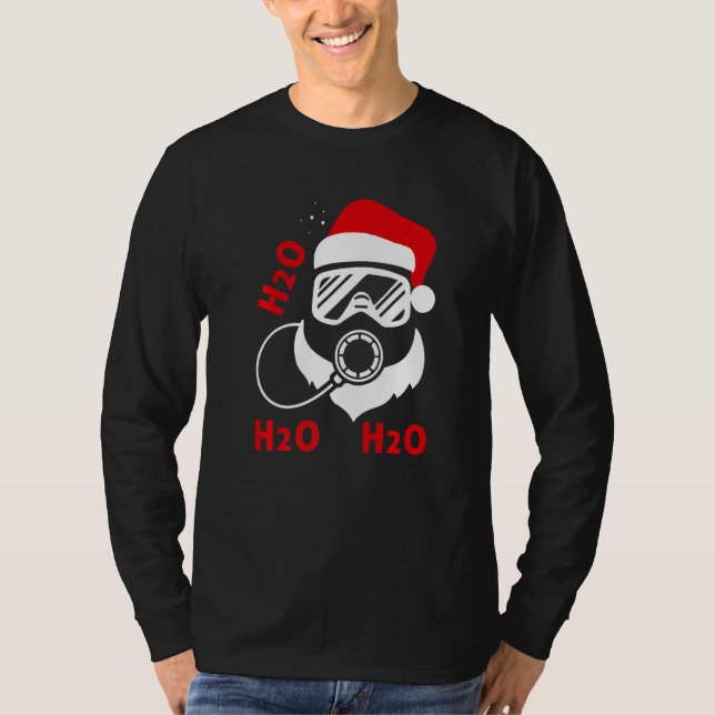 Camiseta Navidades del submarinismo Santa H2o H2o H2o bucea (Anverso)