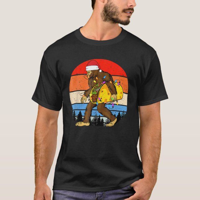 Camiseta Navidades del Taco Retro Bigfoot con luces de Paja (Anverso)