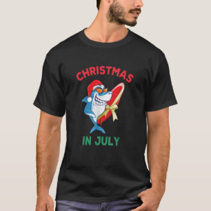 Camiseta Navidades Del Tiburón En Julio Hombres De Playa De