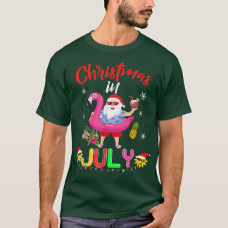 Camiseta Navidades Del Verano B De Flamingo De Santa Hawái