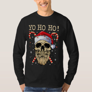 Camiseta Navidades del Yo Ho Santa Skull Pirate Jolly Roger