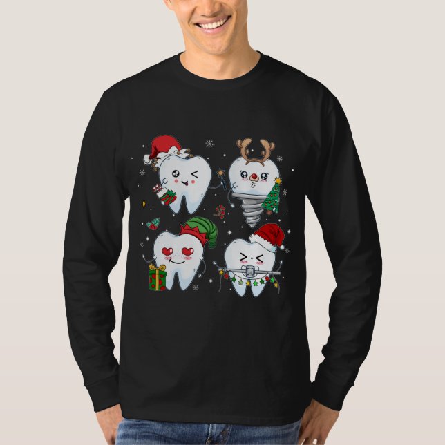 Camiseta Navidades Dentin Tooth Reindeer Santa Hat (Anverso)