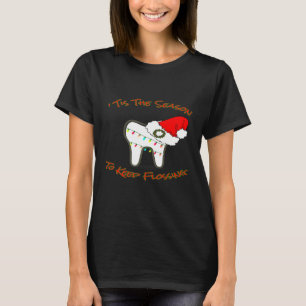 Camiseta Navidades Dentist Tooth Flossing Santa Hat Jingle