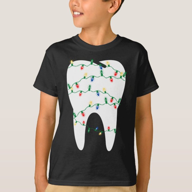 Camiseta Navidades Dentista Dental en las luces de Navidade (Anverso)