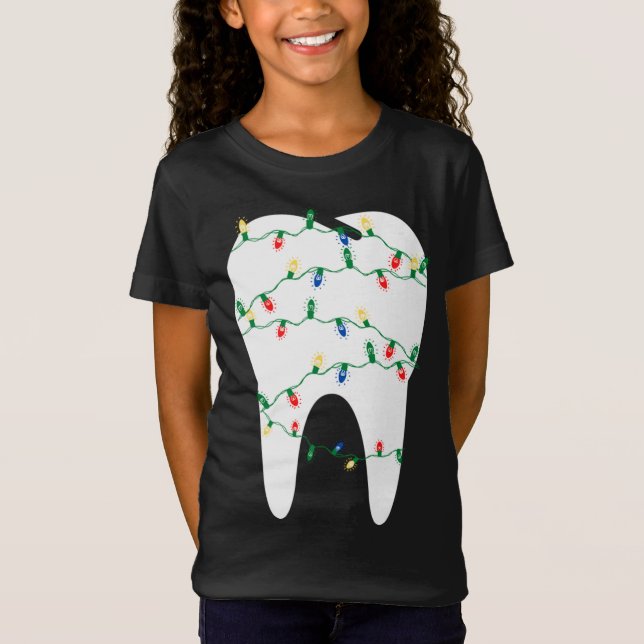 Camiseta Navidades Dentista Dental en las luces de Navidade (Anverso)