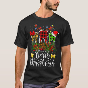 Camiseta Navidades Dentistas Leopard Plaid Tooths Dental Co