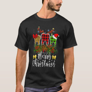Camiseta Navidades Dentistas Leopard Plaid Tooths Dental Co