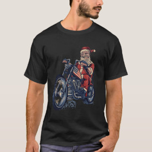Camiseta Navidades Día De Guay Santa En Motocicleta En Sa