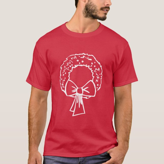 Camiseta Navidades dibujados a mano Wreath (Anverso)