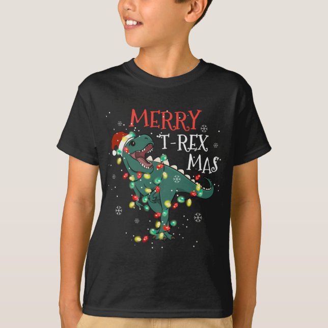 Camiseta Navidades Dinosaur Merry TRexmas Trex Dino Holiday (Anverso)