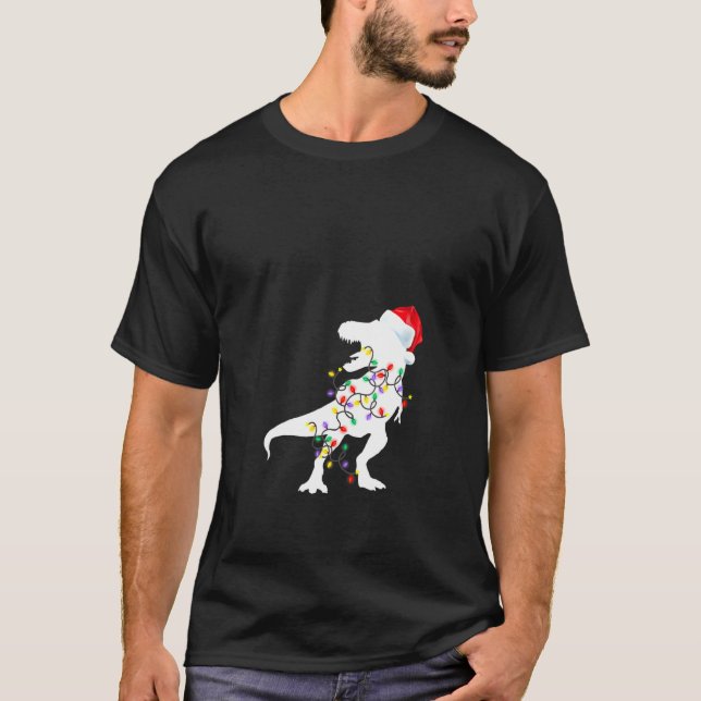 Camiseta Navidades Dinosaur Pajamas T Rex Xmas Light (Anverso)