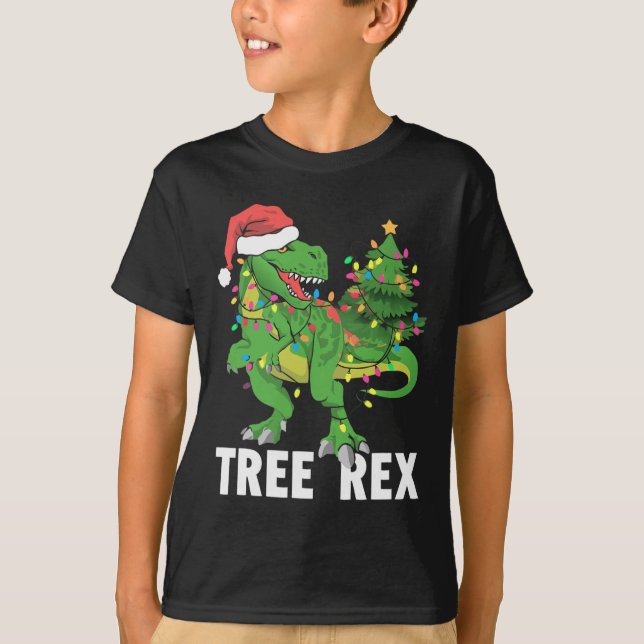 Camiseta Navidades Dinosaur Tree Rex Xmas Trex Pajamas Homb (Anverso)