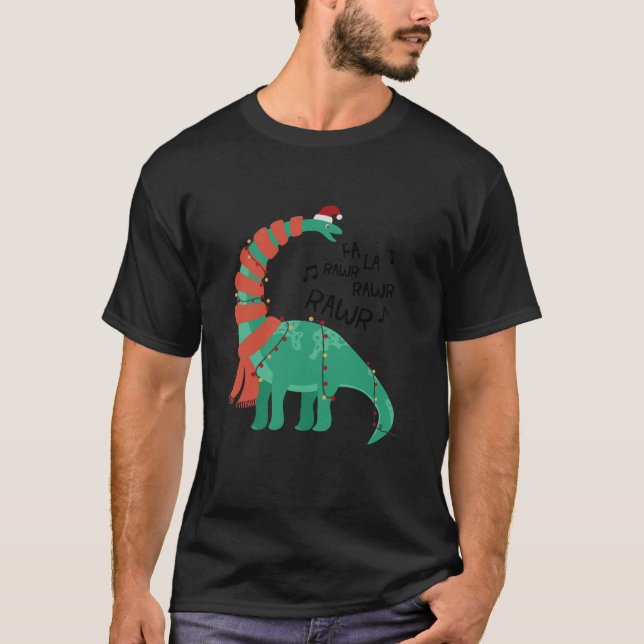 Camiseta Navidades Dinosaurio Brontosaurus Cantando Fa Ra R (Anverso)