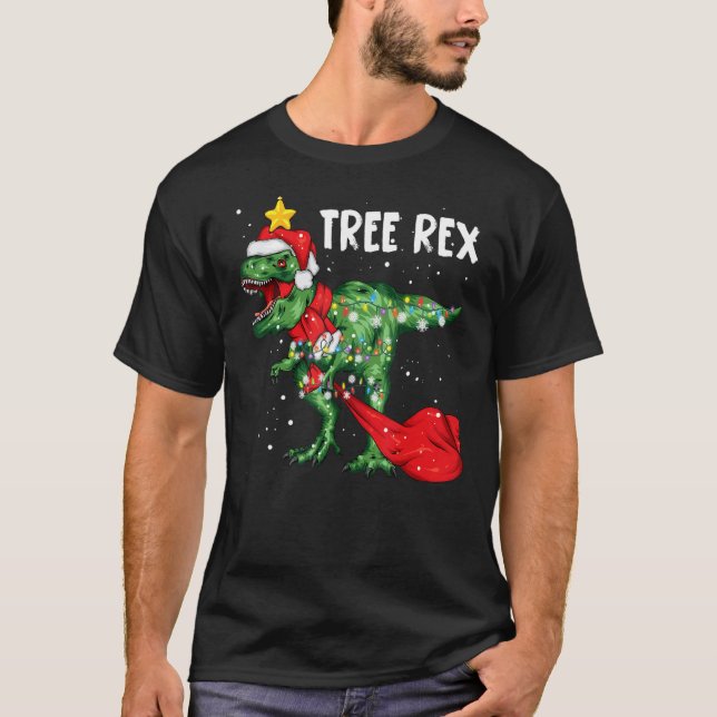 Camiseta Navidades Dinosaurios Árbol Rex Pajamas Hombres Bo (Anverso)