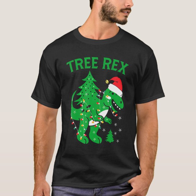 Camiseta Navidades Dinosaurios Árbol Rex Pajamas Hombres Bo (Anverso)