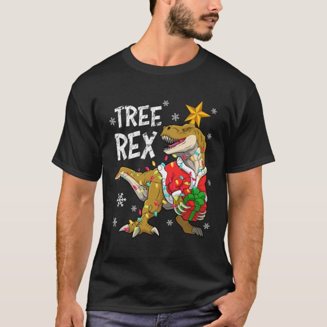 Camiseta Navidades Dinosaurios Árbol Rex Pajamas Hombres Ni (Anverso)