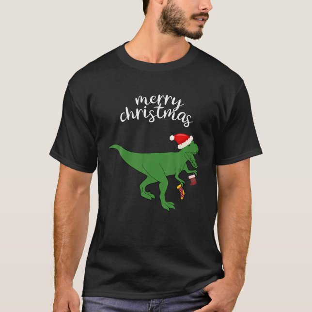 Camiseta Navidades Dinosaurios divertidos T Rex Pajamas Hom (Anverso)