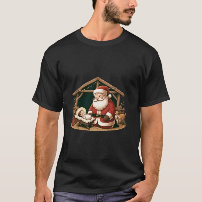 Camiseta Navidades diseñan arrodillar a Santa Claus con Bab (Anverso)