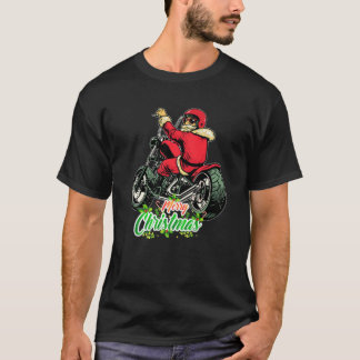 Camiseta Navidades Diseñan Santa Riding En Motocicleta