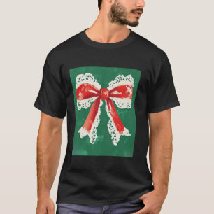 Camiseta Navidades Diseño Green Red and White Coquette Bow