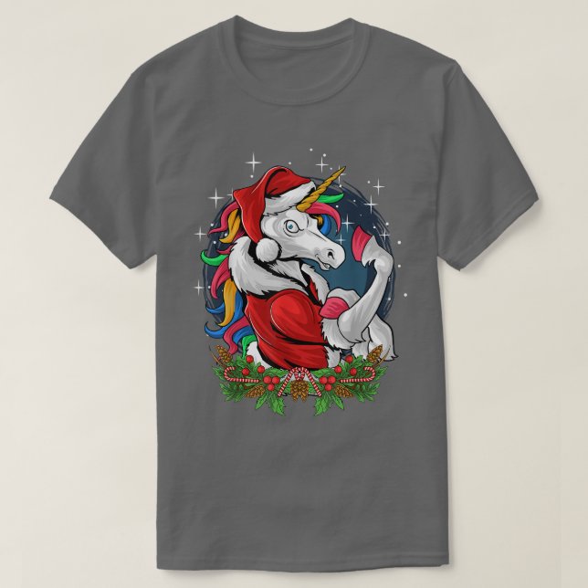 Camiseta Navidades disfraces Xmas PJ Santa Hat Unicorn (Diseño del anverso)