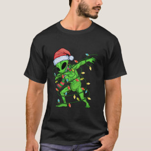 Camiseta Navidades divertidos Alien Dab Santa Hat alumbran