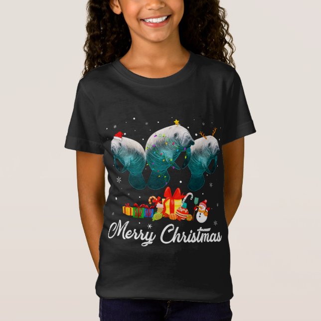 Camiseta Navidades divertidos alumbran a los animales de la (Anverso)