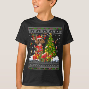 Camiseta Navidades divertidos alumbran a perro caniche navi