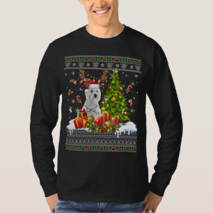 Camiseta Navidades divertidos alumbran a perro de westie na