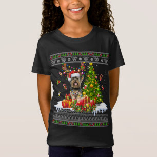 Camiseta Navidades divertidos alumbran al perro yorkie navi