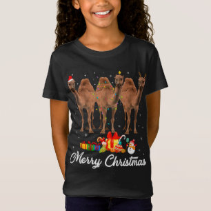 Camiseta Navidades divertidos alumbran navidad camello paja