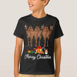 Camiseta Navidades divertidos alumbran navidad camello paja