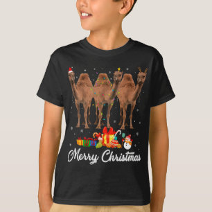 Camiseta Navidades divertidos alumbran navidad camello paja