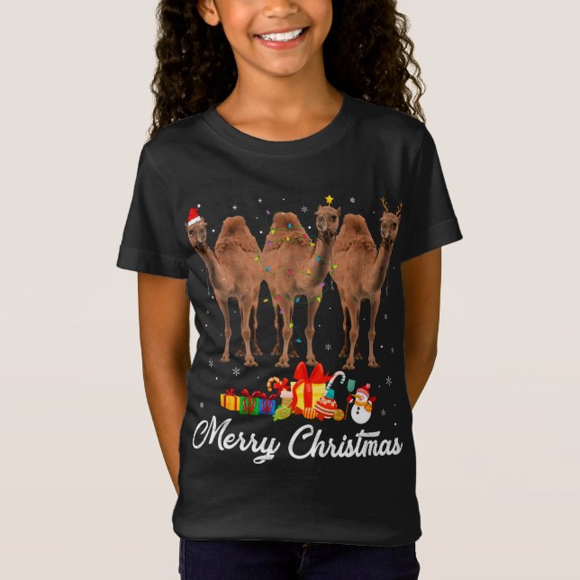 Camiseta Navidades divertidos alumbran navidad camello paja (Anverso)