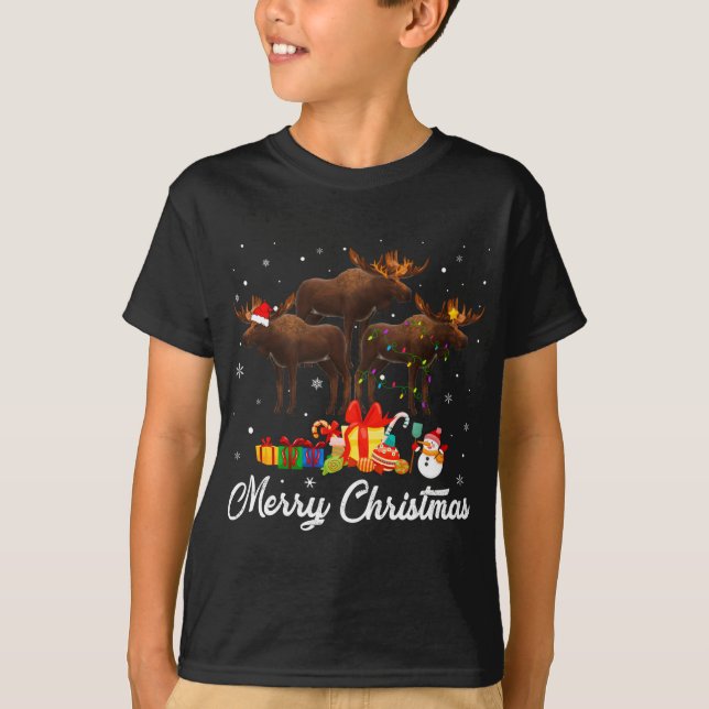 Camiseta Navidades divertidos alumbran Navidad Pajama Moose (Anverso)