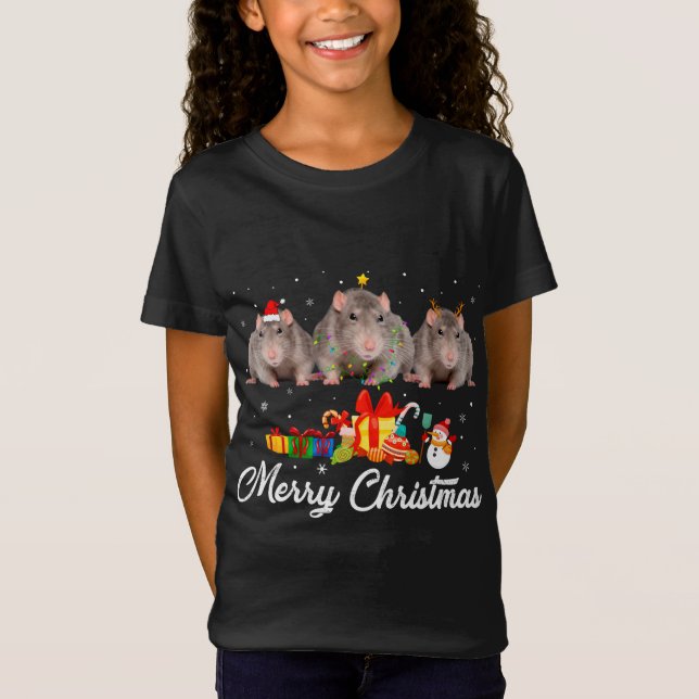 Camiseta Navidades divertidos alumbran Navidad Pajama Rat A (Anverso)
