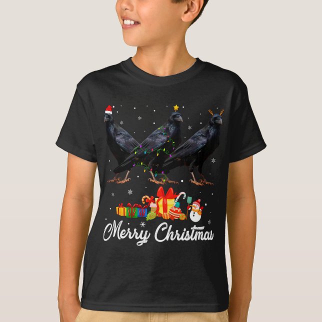 Camiseta Navidades divertidos alumbran Navidad Pajama Raven (Anverso)